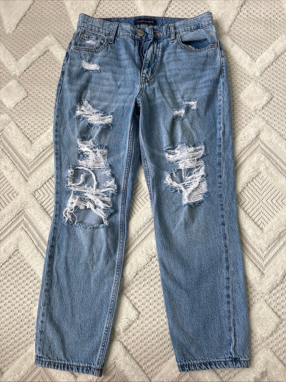 Aeropostale Light Denim Distressed Boyfriend Jeans
